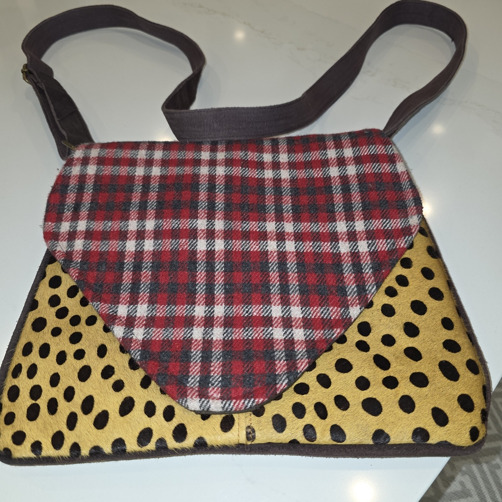 Plaid and Polka Dot Crossbody Bag